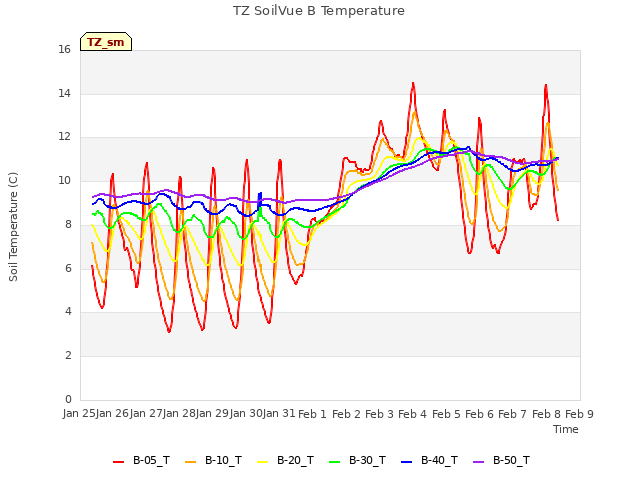 plot of TZ SoilVue B Temperature