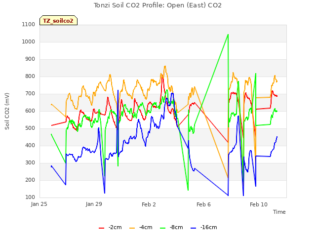 Explore the graph:Tonzi Soil CO2 Profile: Open (East) CO2 in a new window