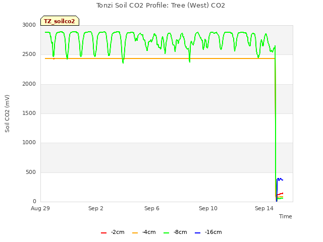 Explore the graph:Tonzi Soil CO2 Profile: Tree (West) CO2 in a new window