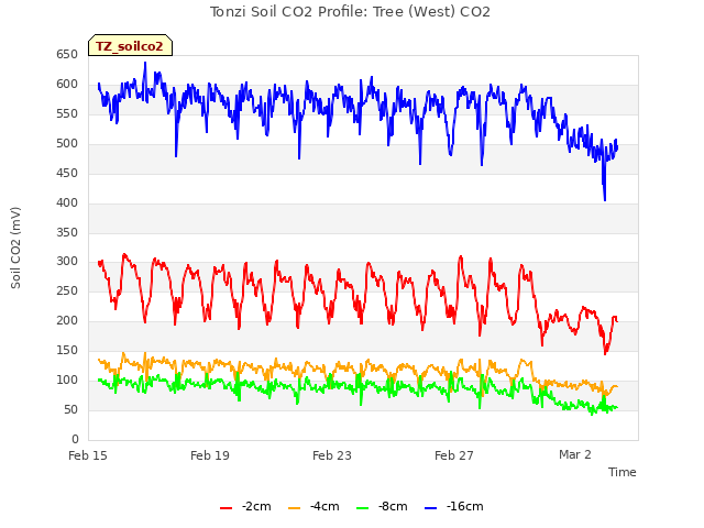 Explore the graph:Tonzi Soil CO2 Profile: Tree (West) CO2 in a new window